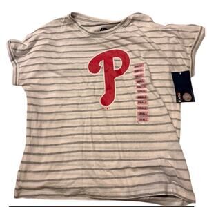 Majestic Women's Philadelphia Phillies Striped T-Shirt Size S NWT